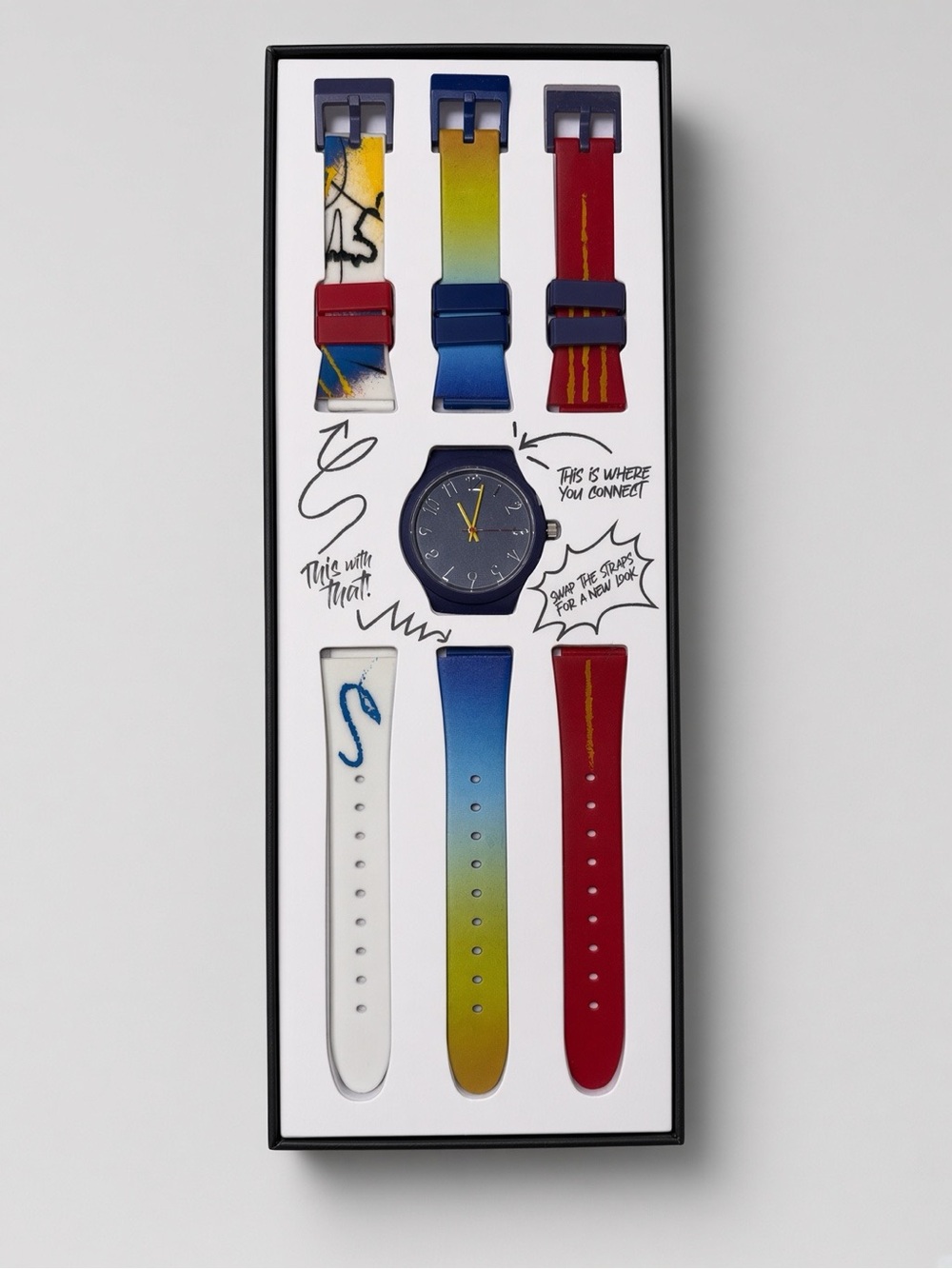 No Boundaries Kids Analog Watch Interchangeable Straps Set 9 Looks Graffiti Gift